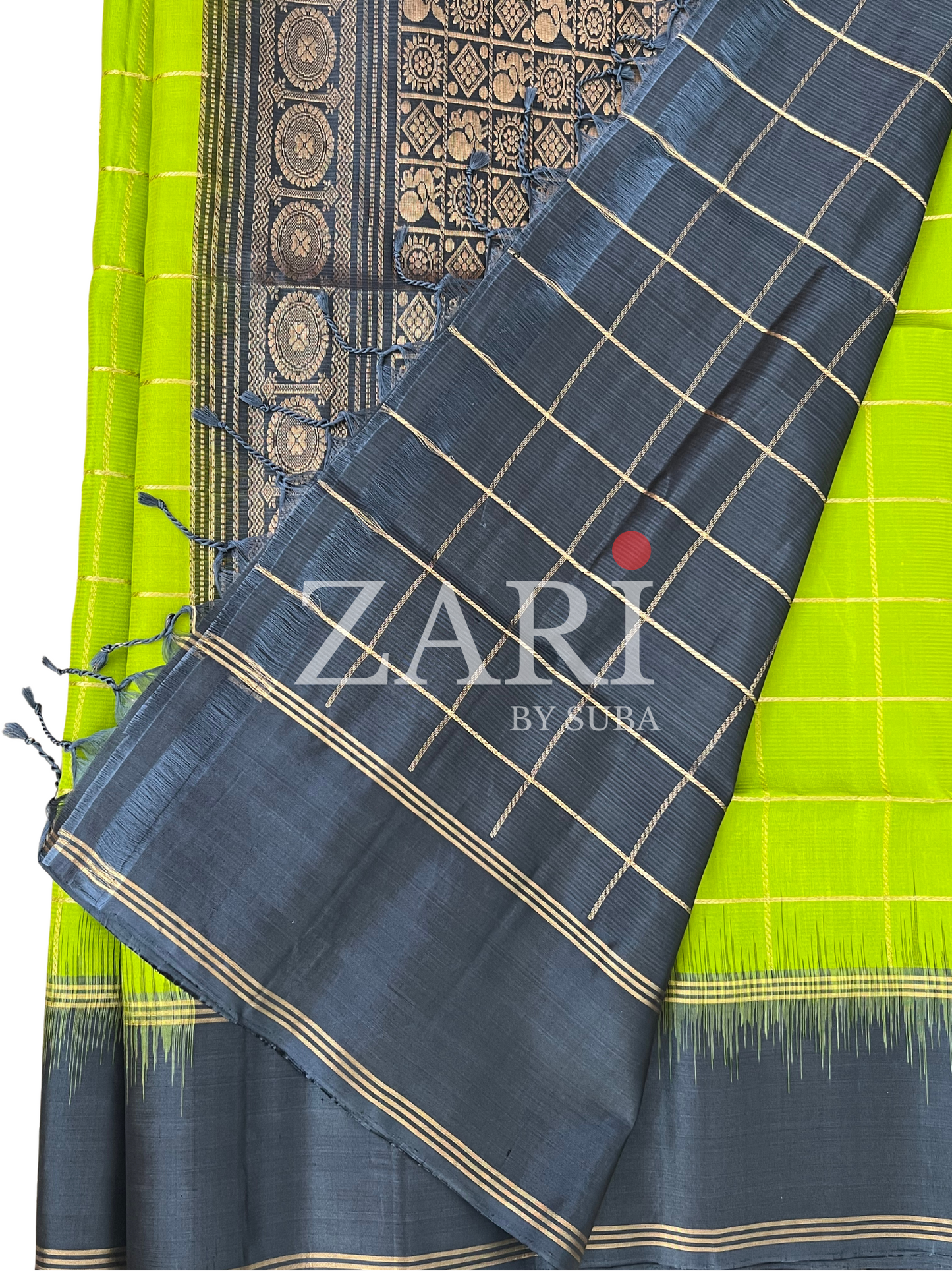 Green and Grey - Pure Kanchipuram Silk Saree