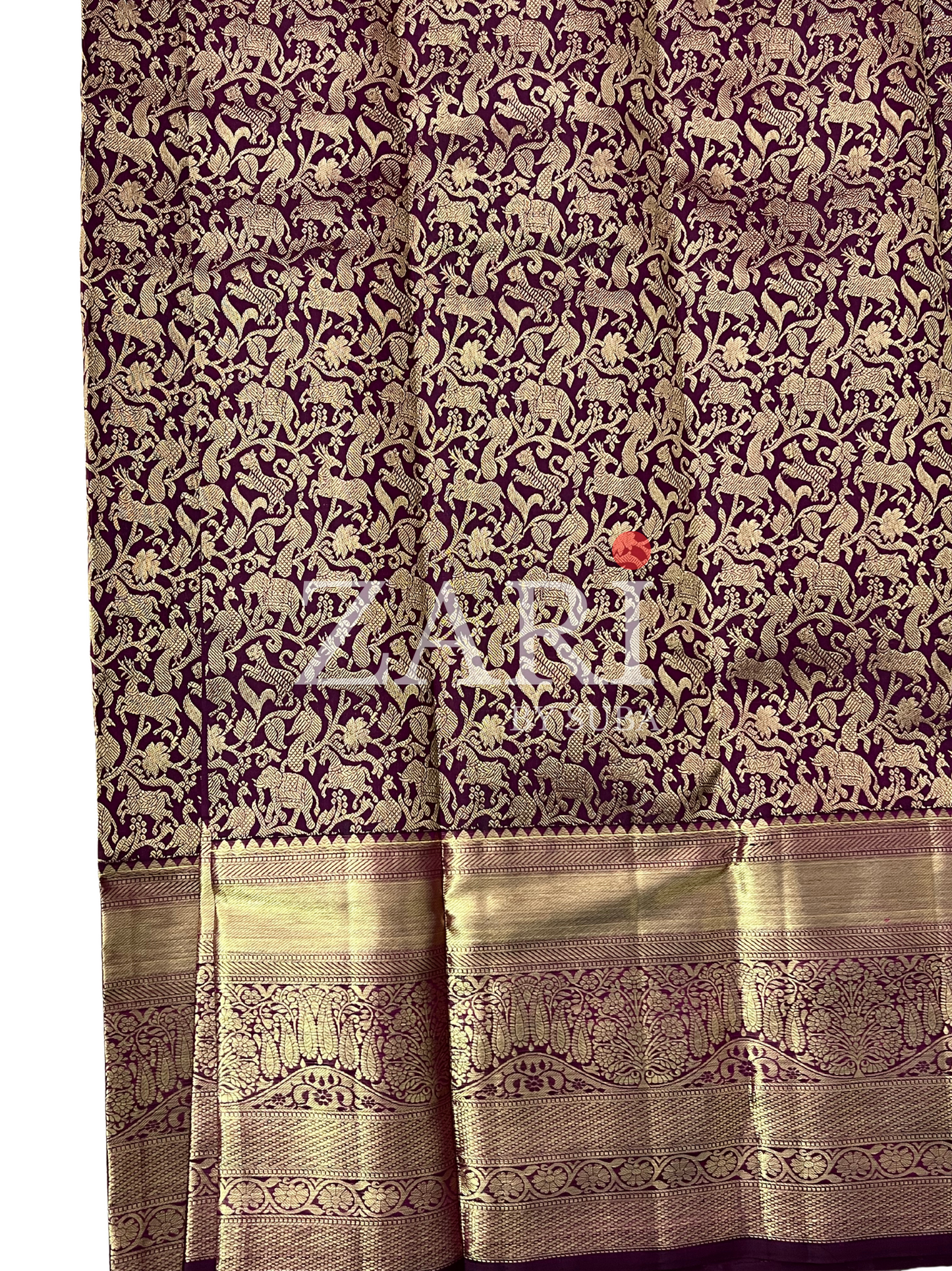 Deep Purple & Gold - Vanam - Pure Kanchipuram Silk Saree