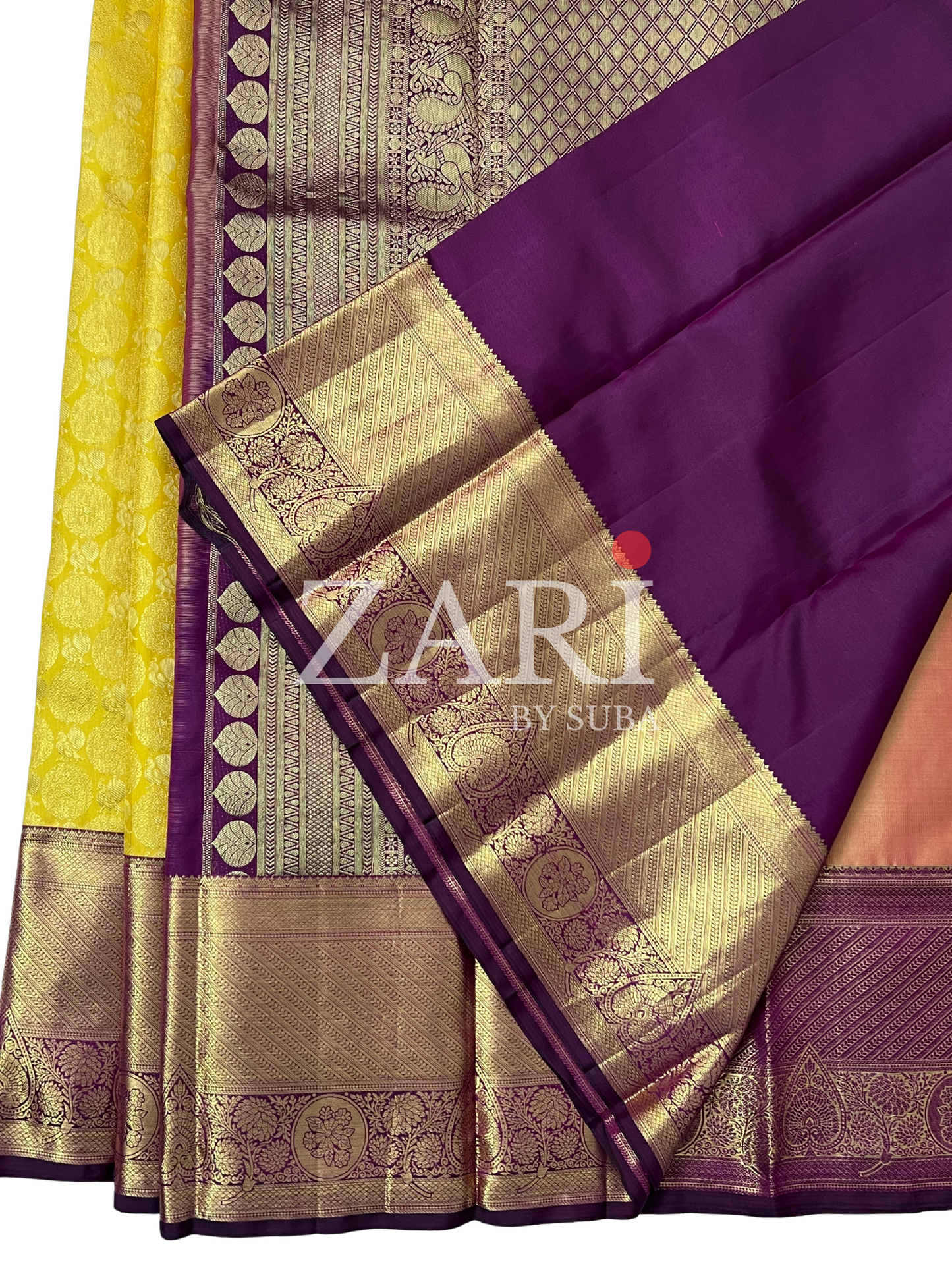 Yellow and Purple - Pure Kanchipuram Silk Saree