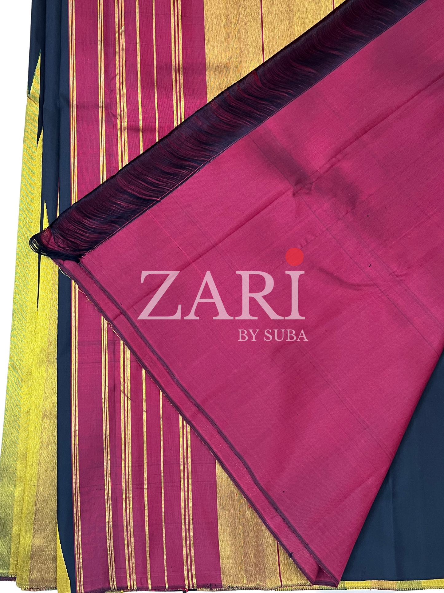 Black - Temple Border - Pure Kanchipuram Silk Saree