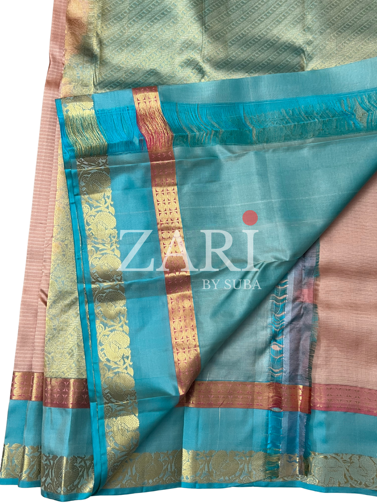 Biscuit color - Gap Border - Pure Kanchipuram Silk Saree