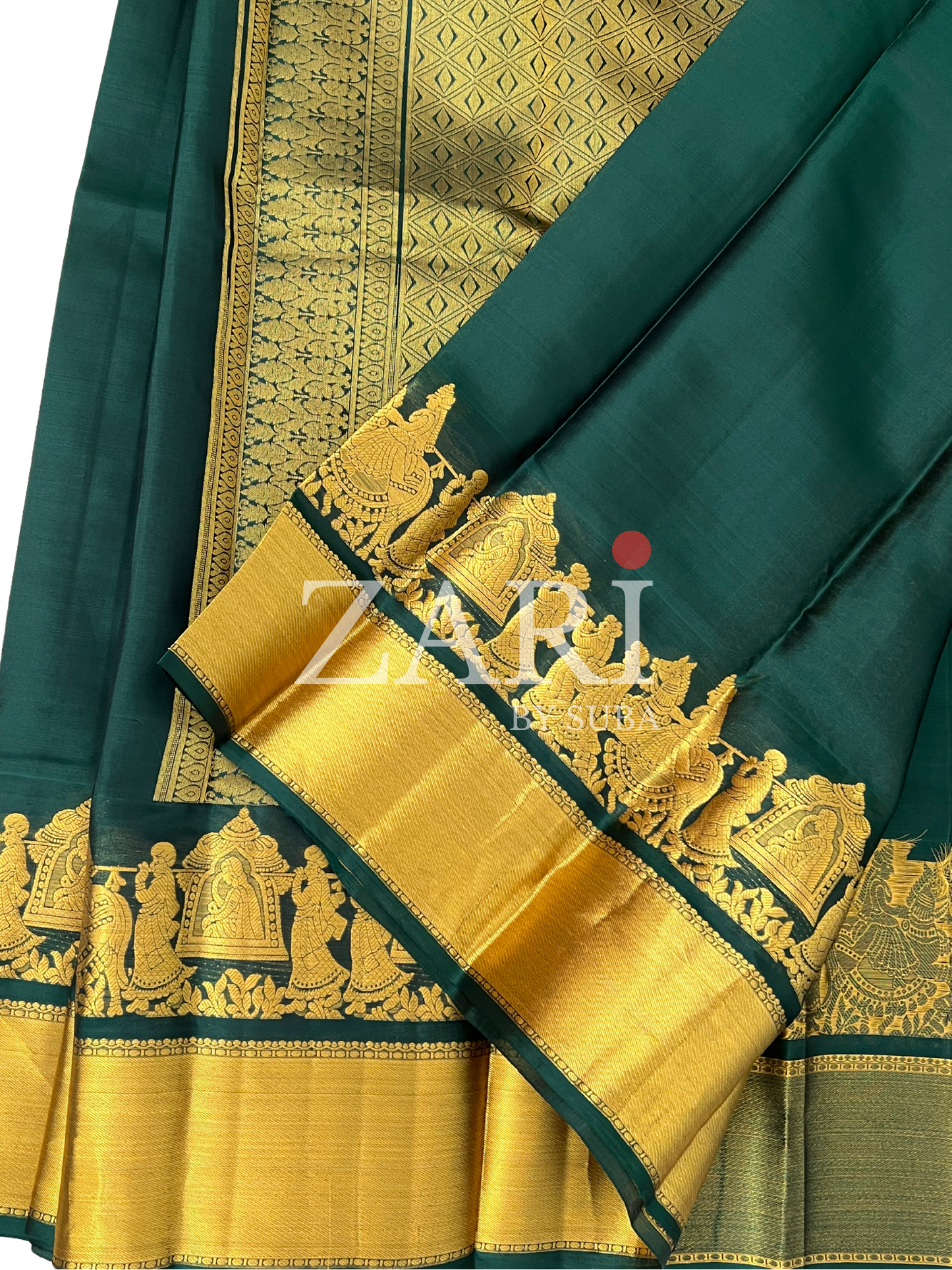 Royal Green - Pallaku - Pure Kanchipuram Silk Saree