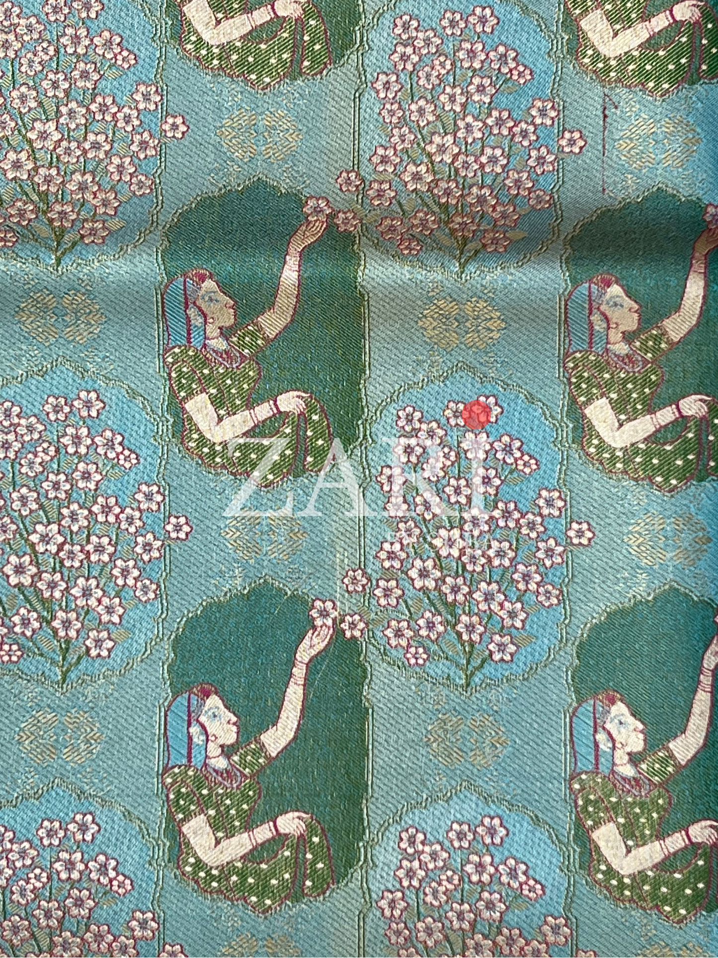 Sea Green - Flower girl - Pure Kanchipuram Designer Silk Saree