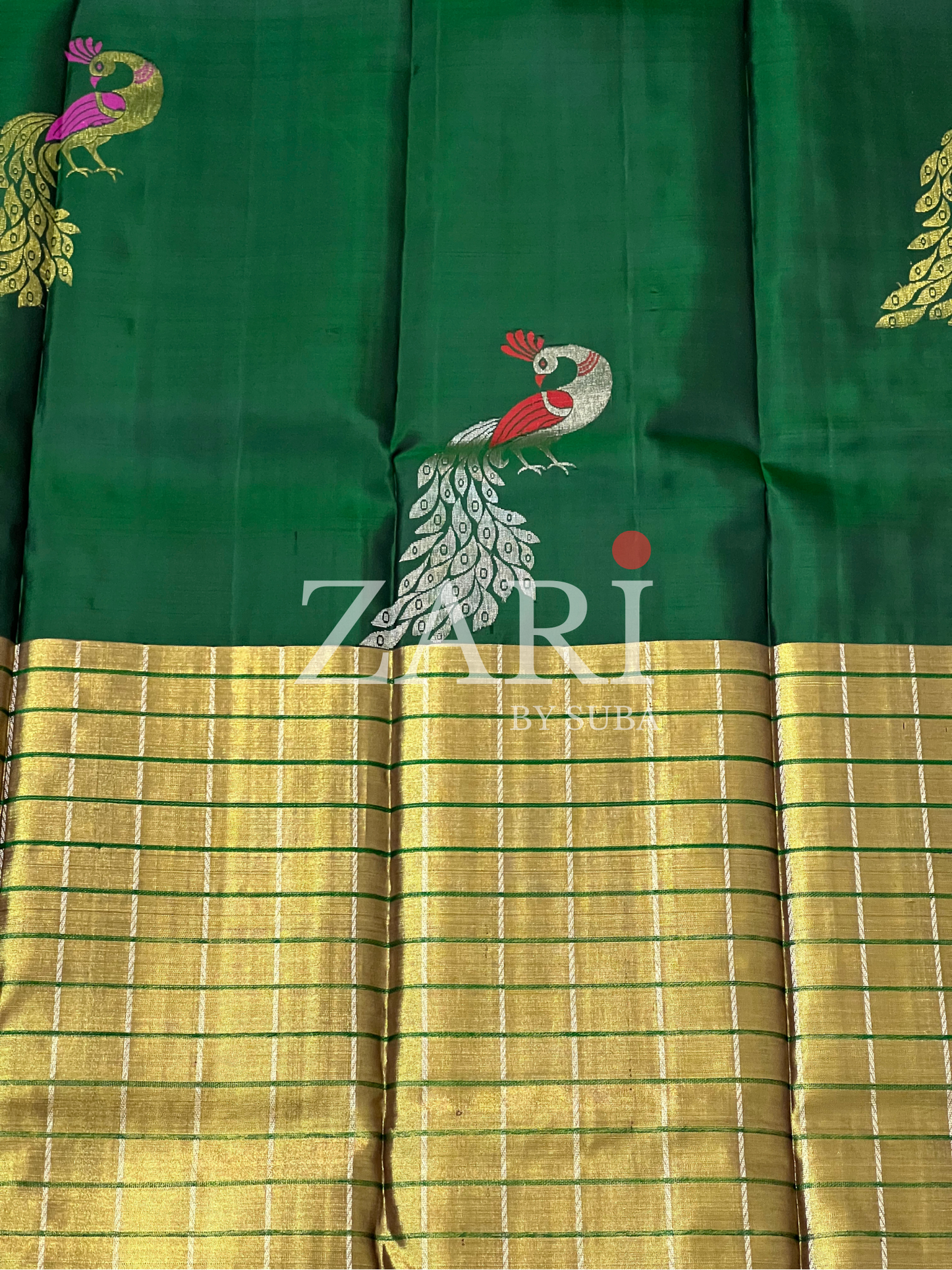 Green - Half and Half - Pure Kanchipuram Silk Saree